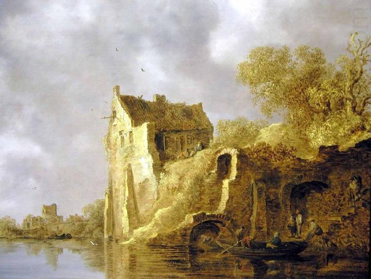 Jan van  Goyen River landscape with a ruin china oil painting image